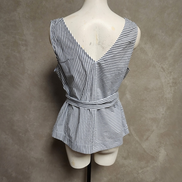 Vineyard Vines Striped V Neck Top With Sash Belt Size Large - Picture 5 of 8
